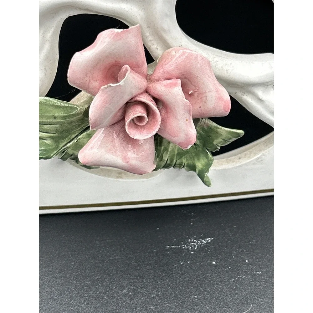 M Moretto Italy Capodimonte Raised Roses Hanging Lamp Artist Signed #821 READ